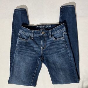 American Eagle jegging medium wash denim jeans sz 0 long tall skinny